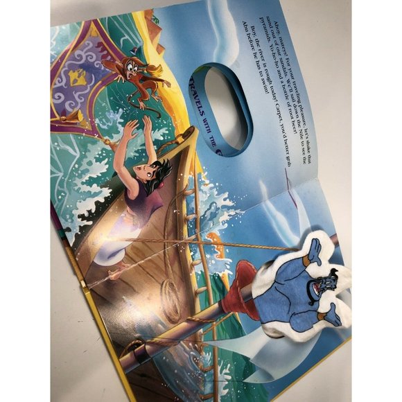 Disneys Aladdin Travels with Genie Childrens Story Book and Hand Puppet 90s 1993 - Picture 4 of 8